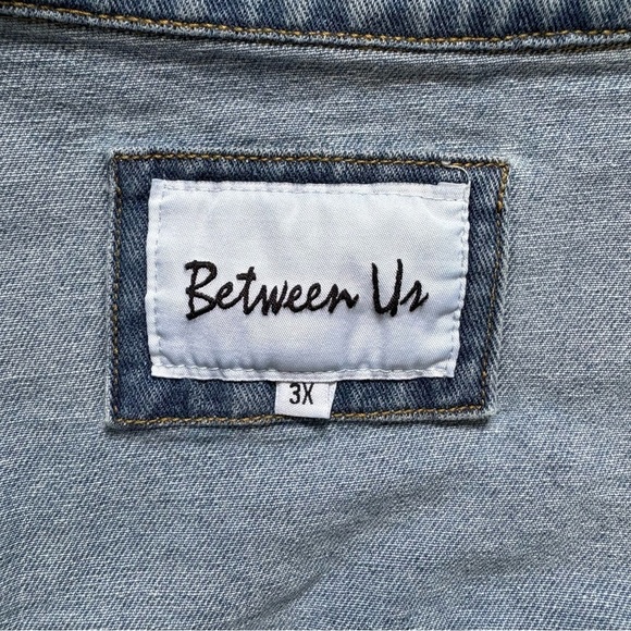 BETWEEN US Jean Jacket Light Blue Button Down Denim Womens 3XL - Picture 7 of 8